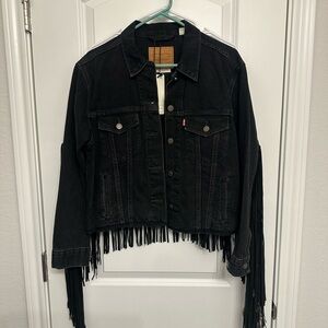 NWT Levi's Black Denim Fringe Jacket